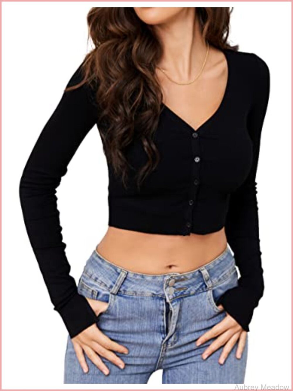 Cropped Cardigan Long Sleeve Button Down Ribbed Lightweight